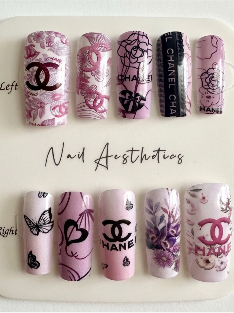 Lilac & Black Logo Floral Press-On Nail Set - Picture 3 of 5